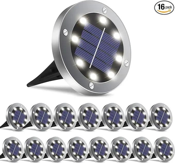 Solar Ground Lights - 16 Pack, In-Ground Pathway Lights for Garden, Lawn, Yard, Patio, Driveway, Steps and Walkway - White by GreenHaven Gardens