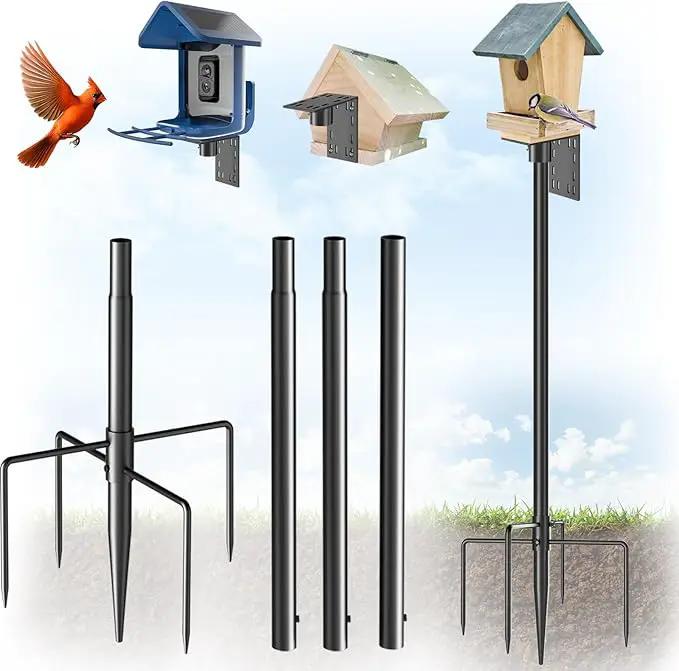 Bird Feeder Pole Stand – 60 Inch Height Feeding Station with 1-Inch Dia Heavy Duty for Hanging Feeders, Bird House Pole Mount Kit for Outdoor, Slip-Fit Connection by GreenHaven Gardens