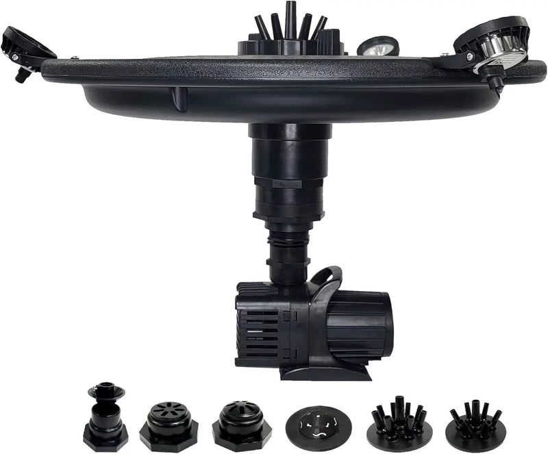 HALF OFF PONDS Floating Fountain – 1/4 HP Pond Aerator, 100' Cord – 3000 GPH Water Pump – 9 Spray Patterns - White LED Lights - for Ponds & Water Gardens by GreenHaven Gardens