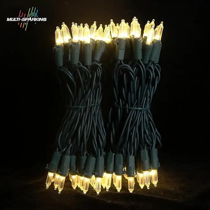 MULTI-SPARKING White Christmas LED Lights - 100 Count Warm White Holiday String Lights for Tree, Party, Wedding, Indoor and Outdoor Use, 33 Feet Green Wire, UL Certified, Connectable by GreenHaven Gardens