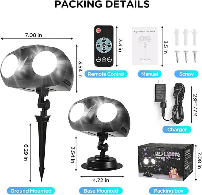 Snowfall Christmas Light Projector,Snowflake Night Projection Lamp, IP65 Waterproof Outdoor LED Snow Spotlight for Holiday Party Home Decor Garden Light Projector, with Remote Control by GreenHaven Gardens