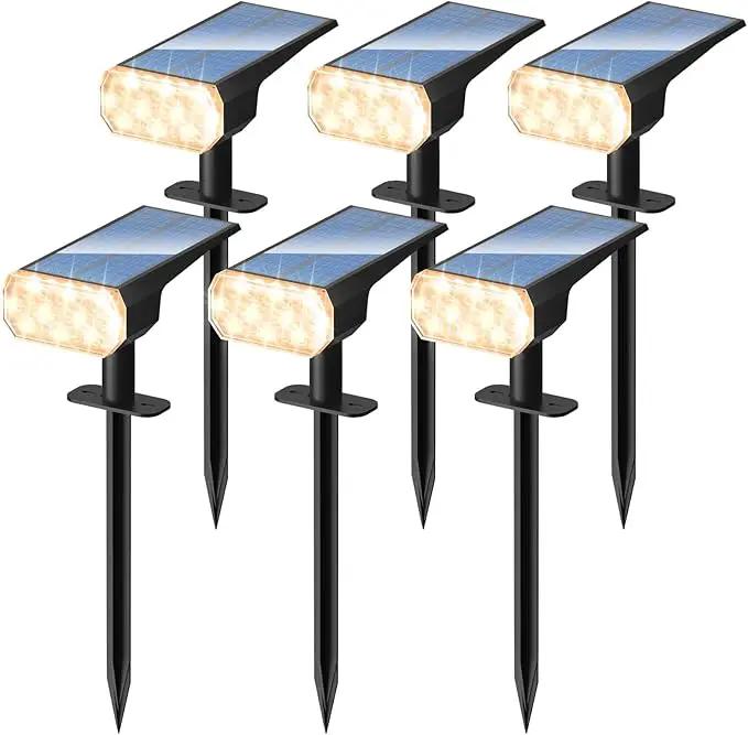 DINGLILIGHTING Waterproof Solar Lights Outdoor: IP65 Led Spot Light Decorations for Garden - 3 Lighting Modes Solar Powered for Yard - Dust to Dawn Uplighting Landscape Pathway Drive Patios 6PC Warm by GreenHaven Gardens