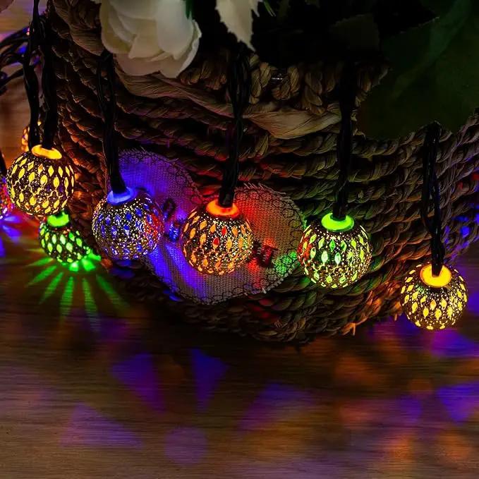 Solar Moroccan String Lights Outdoor 60 LED 36 Ft Globe Fairy Lights with 8 Lighting Modes, Waterproof Solar Powered String Lights for Garden Yard Gazebos Camping Party (Multicolor) by GreenHaven Gardens