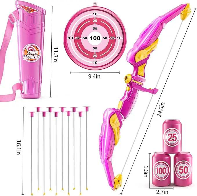 TEMI Bow and Arrow Set for Kids - Archery Toy Set - LED Light Up with Suction Cup Arrows, Target & Quiver, Indoor and Outdoor Toys for Children Boys Girls by GreenHaven Gardens