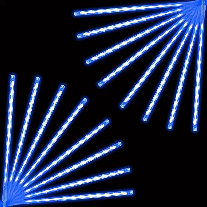EXF 2-Pack Christmas Decorations Light Outdoor, Meteor Shower Lights 16 Tubes 384 LEDs Indoor Outdoor Rain Drop String Lights for Xmas Tree Roof (Blue) by GreenHaven Gardens