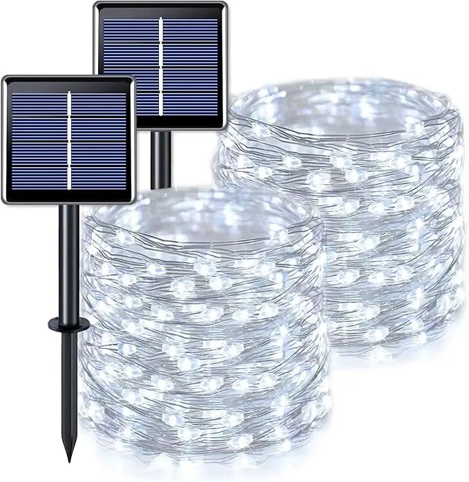 JMEXSUSS Total 400 LED White Solar Christmas Lights Outdoor Waterproof, 2 Pack 66ft Solar String Lights, 8 Modes Solar Fairy Lights for Yard Patio Tree Christmas Decor by GreenHaven Gardens