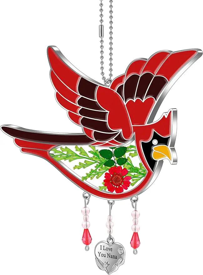 KY&BOSAM Cardinal Suncatcher Nana Gifts I Love You Nana Stained Glass Suncatchers Hanging Ornament for Window Wind Chime Birthday Gifts for Women Nana Grandma Mother`s Day Christmas Tree Gifts by GreenHaven Gardens