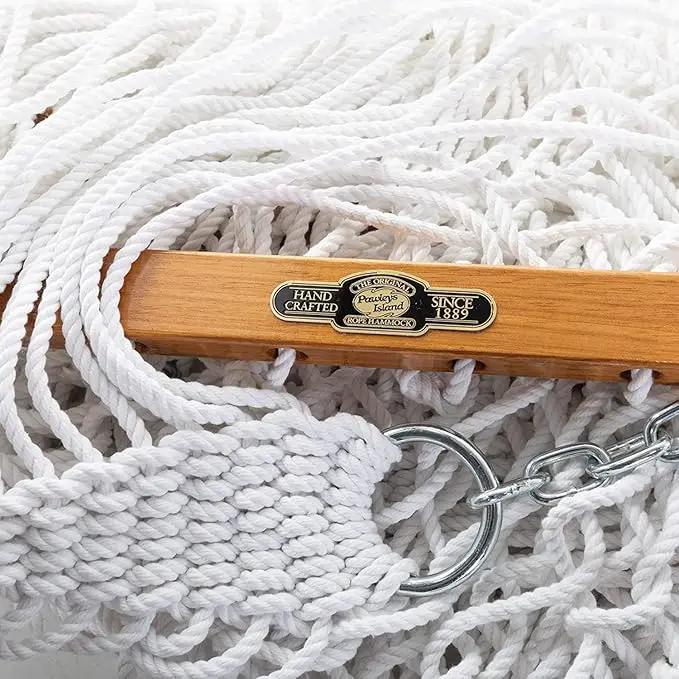 Original Pawleys Island Large White DURACORD® Rope Hammock with Extension Chains & Tree Hooks, Handcrafted in The USA, 450 LB Weight Capacity, 13 ft. x 55 in. by GreenHaven Gardens