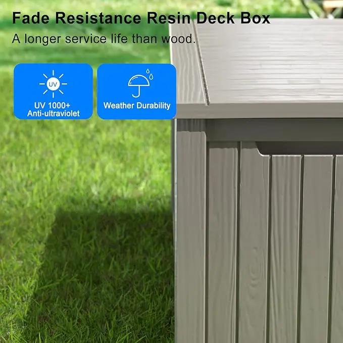 150 Gallon Outdoor Storage Box – Waterproof Deck Box for Patio & Garden,Light Brown by GreenHaven Gardens