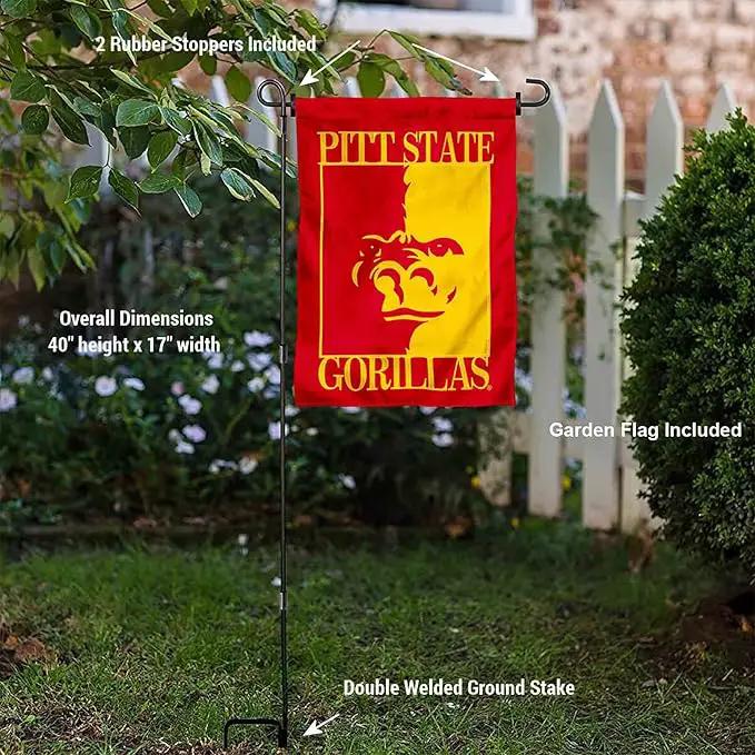 College Flags & Banners Co. Pittsburg State Gorillas Garden Flag with Pole Stand Holder by GreenHaven Gardens