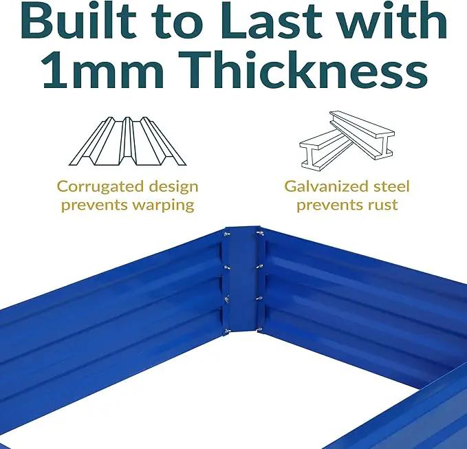 Sunnydaze Galvanized Raised Garden Bed - Metal Raised Bed for Gardening - Outdoor Planter Box for Flowers, Plants, and Vegetables - Blue - 48" W x 36" D x 12" H Rectangle by GreenHaven Gardens
