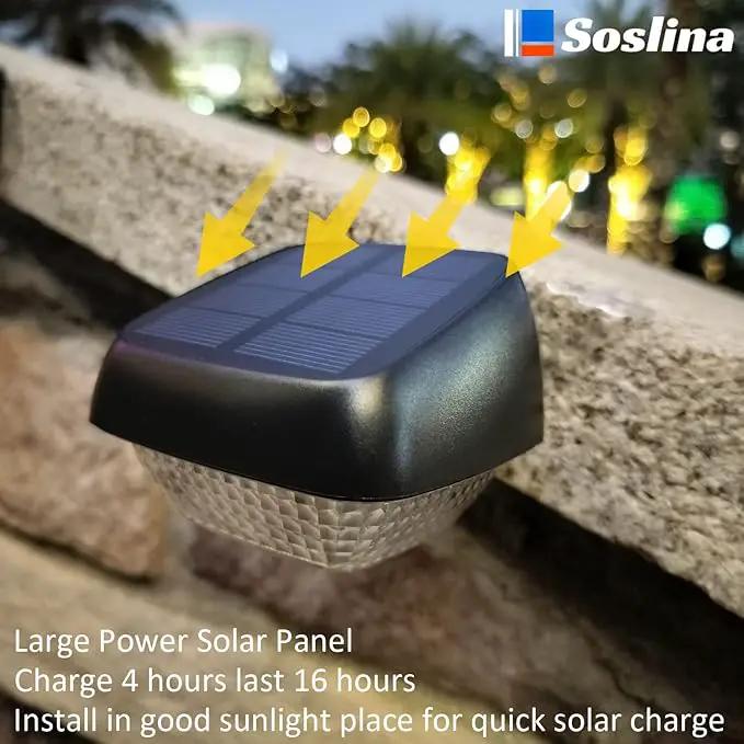 4 Pack Solar Step Lights Outdoor Waterproof, Solar Wall Lights Outdoor, Last All Night, Solar Fence Lights for Fence Garden Step Yard Decking Patio (Blue) by GreenHaven Gardens