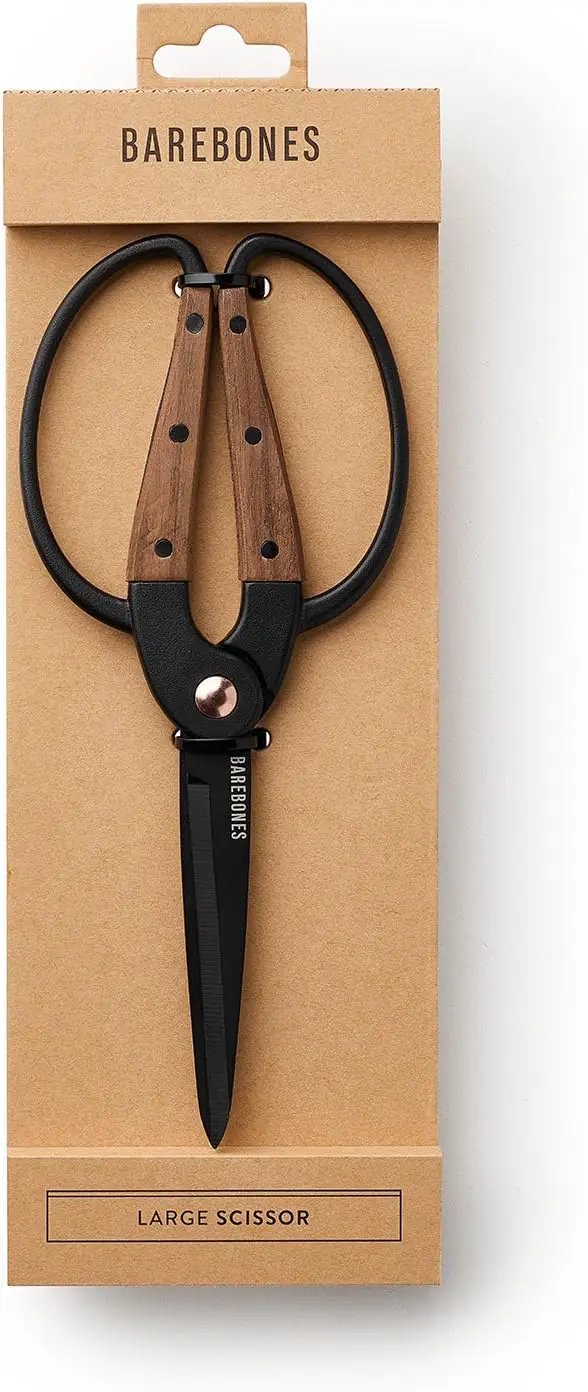 Barebones Garden Scissors - Walnut Scissors - Garden Supplies and Indoor Plant Accessories - Plant Shears with Wide Handles - Comfortable Fit Hand Pruners (Large) by GreenHaven Gardens