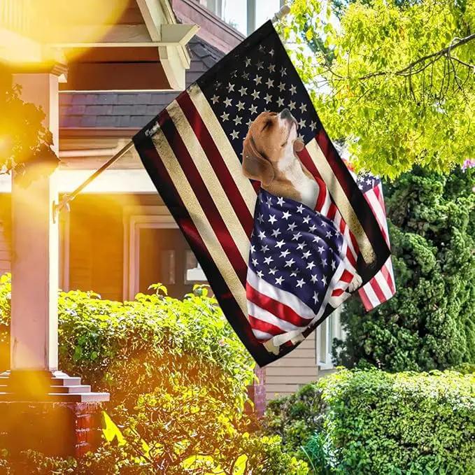 FLAGWIX Beagle Flag - Outdoor Beagle Decorations, 29.5" x 39.5" House Flag For Porch, Patio, Wall Decor, Heavy-duty Canvas American with Beagle Garden Home Décor Double Sided by GreenHaven Gardens