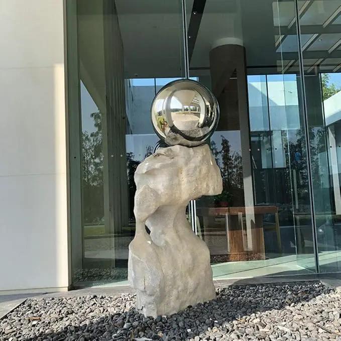 30 cm/12 inch Diameter Gazing Globe Mirror Ball,Silver Stainless Steel Polished Reflective Smooth Garden Sphere,Colorful and Shiny Addition to Any Garden or Home by GreenHaven Gardens