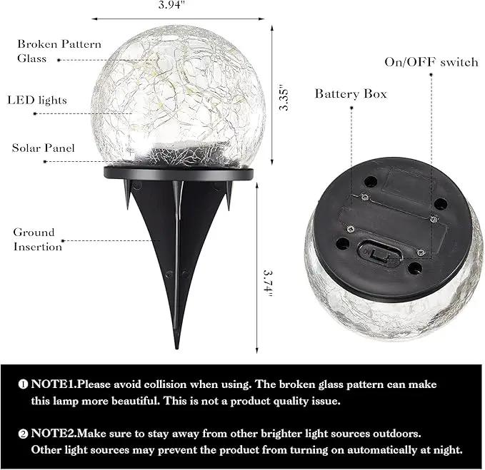 Honoson 3.9 Inch Solar Globe Lights Outdoor Waterproof, Solar Balls for Garden Cracked Glass Ball, Ground Landscape Garden Decor for Patio and Yard Lawn Backyard (12 Pieces) by GreenHaven Gardens