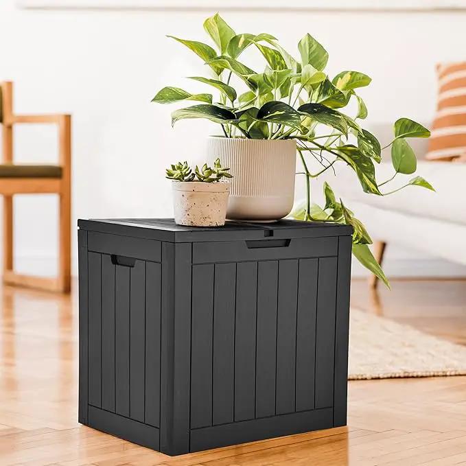 YITAHOME 30 Gallon Deck Box Outdoor Storage Box, Waterproof Resin Package Delivery and Storage Box with Lockable Lid for Patio Furniture Cushions, Pool Accessories, Garden Tools, Black by GreenHaven Gardens