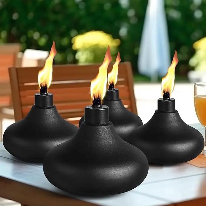 2 Pack Metal Table Top Torches, 24.5oz Citronella Torches for Outside, Refillable Flame Light Torch, Decorative Tabletop Lantern for Yard, Patio, Deck, Garden, Party, Landscape by GreenHaven Gardens