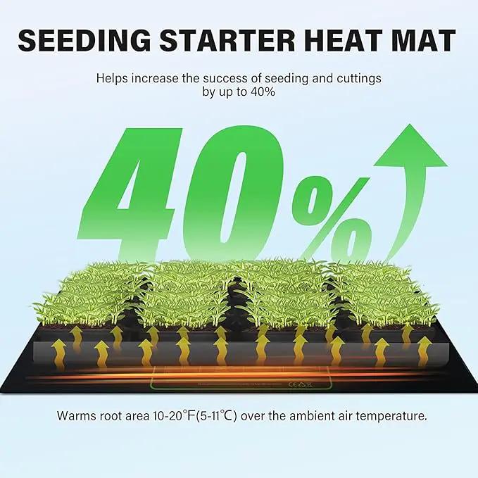 iPower GLHTMTCTRLHTMTL 48" x 20" Warm Hydroponic Seedling Heat Mat and Digital Thermostat Control Combo Set for Plant Germination, Black by GreenHaven Gardens