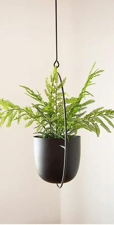 Boho Black Metal Plant Hanger,Metal Wall and Ceiling Hanging Planter, Modern Planter, Mid Century Flower Pot Plant Holder, Minimalist Planter for Indoor Outdoor Home Decor by GreenHaven Gardens