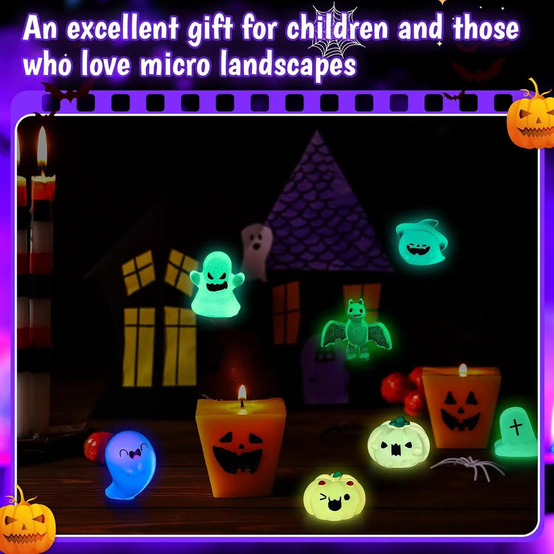 58 Pcs Halloween Luminous Mini Figures Glow in Dark Tiny Resin Figures Set Fairy House Diorama Accessories Halloween Pumpkin Ghost Skull Ornament for Garden Dollhouse Craft DIY(Ghost) by GreenHaven Gardens