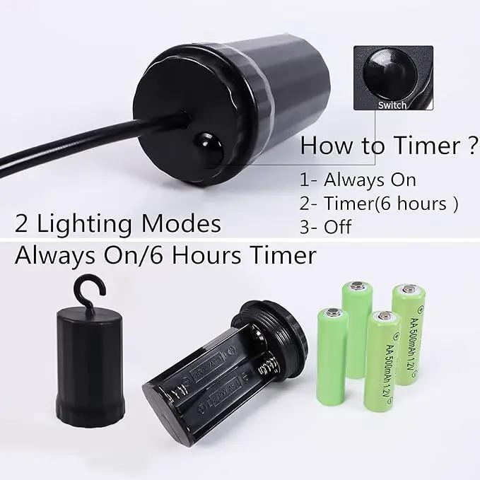 Battery Operated Hanging Light with 6 Hours Timer, Outdoor Indoor Decorative Lantern Chandelier Pendent Haning Metal Black Hanging Lamp Backyard Decor for Patio Bar Yard Garden Porch Home by GreenHaven Gardens