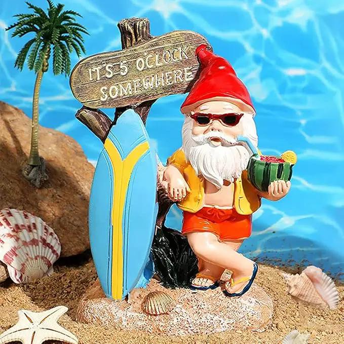 Garden Gnomes Outdoor Funny-It is 5 O'clock Somewhere Gnome Ourdoor Statue for Indoor Outdoor Garden Gnome Sculpture Patio Yard Lawn Dwarf Decoration by GreenHaven Gardens