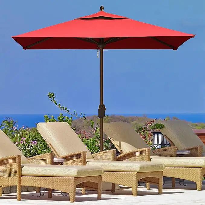 EliteShade USA 10-Year-Non-Fading Sunumbrella 6x6Ft Square Market Umbrella Patio Outdoor Table Umbrella with Ventilation(Logo Red) by GreenHaven Gardens