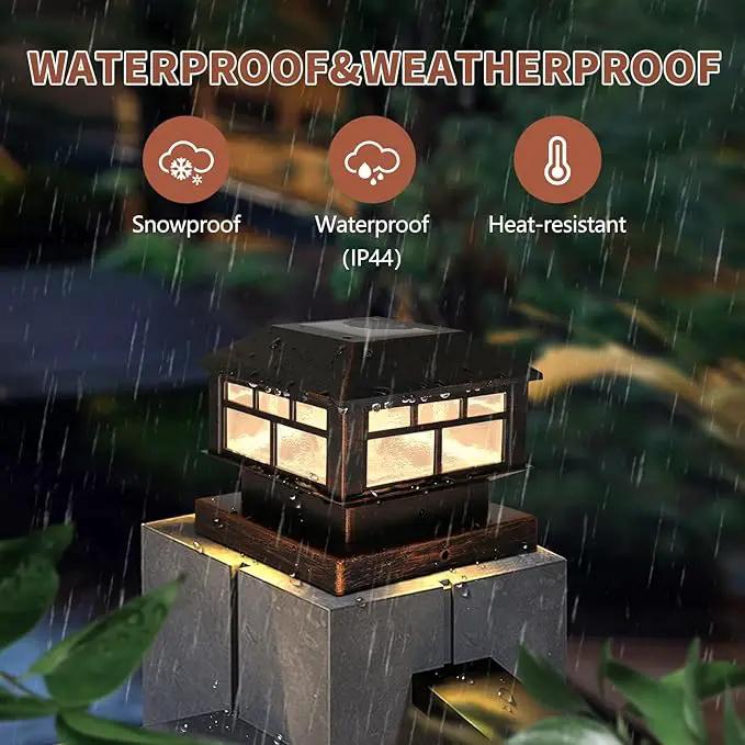 Solar Post Lights Outdoor, 20LM Fence Post Cap Lights, Waterproof, 2 Light Modes, Fit 3.5x3.5in 4x4in 5x5in Wooden Post, Solar Power Deck Lights for Garden Deck Patio Decoration(Bronze 4Pack) by GreenHaven Gardens
