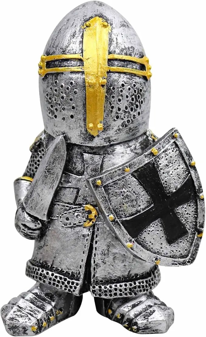 nezababy Knight Gnomes Guard Garden Statue Decoration Medieval Wee Crusader Battle Swordsman Fighting Outdoor Figurines Lawn Decor Resin (C) by GreenHaven Gardens