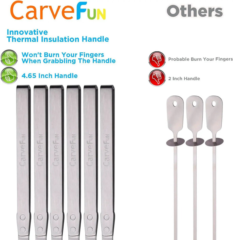Innovative Thermal Insulation Handle BBQ Skewers Set - 6 Stainless Steel Wide BBQ Kebob Sticks For Grill - Flat Metal With 1 Food Remover Bar - 16.7' Inch Metal Kabob Skewers by GreenHaven Gardens