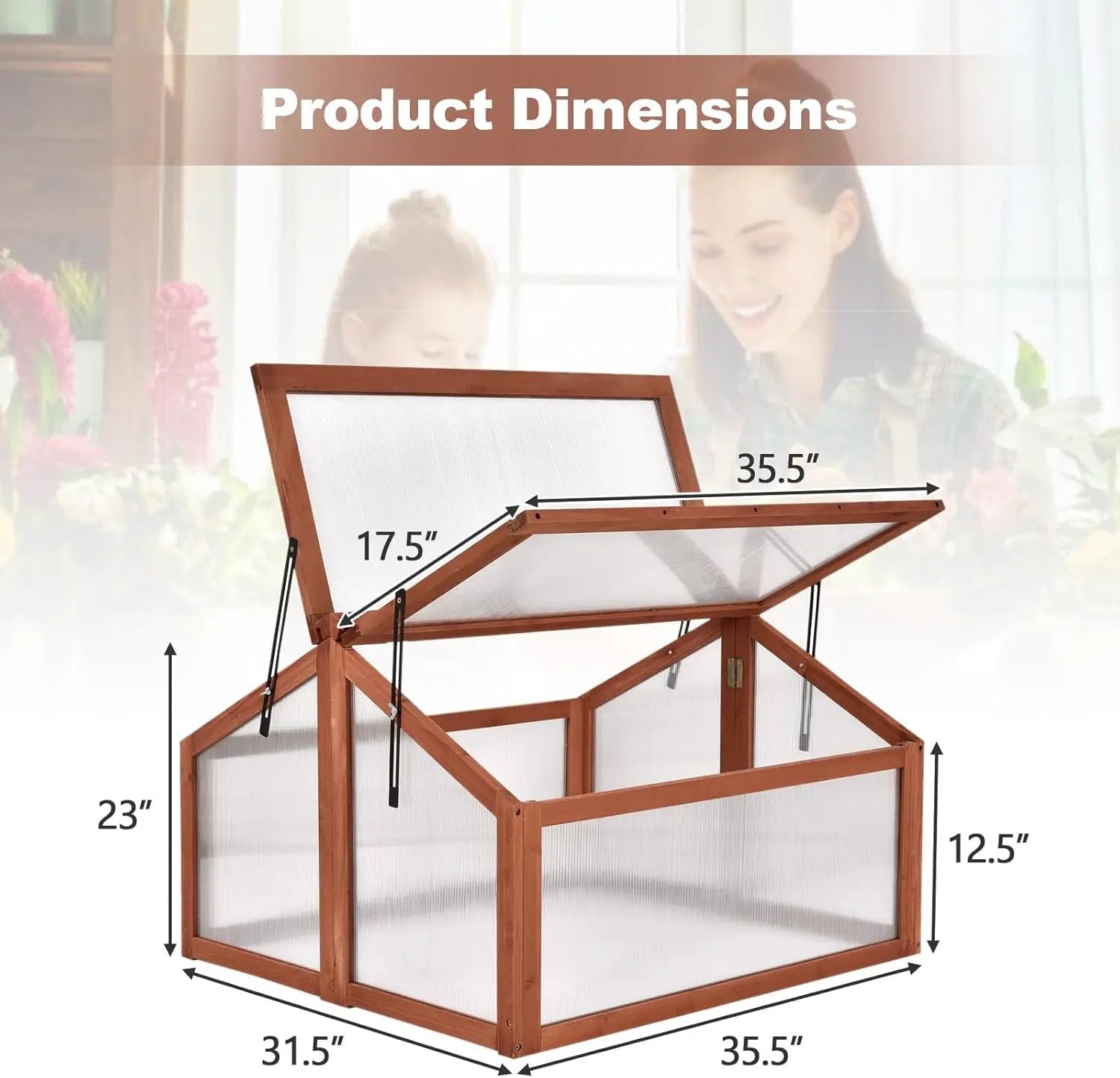 Giantex Garden Portable Wooden Cold Frame Greenhouse Raised Flower Planter Protection (35.4"X31.3"X23.0") by GreenHaven Gardens