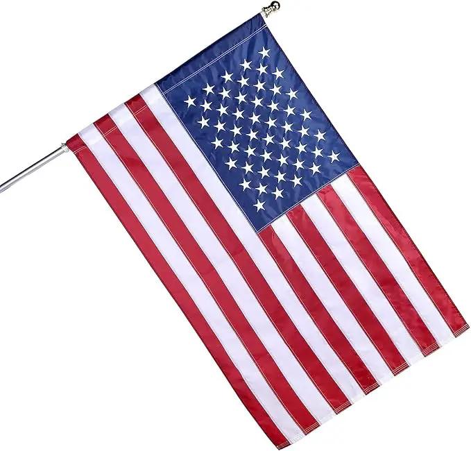 American Flag Pole Sleeve-American Flags for Outside 3x5 (Pole Not Included), Embroidered Stars, Sewn Stripes, UV Protected, American Flag Banner by GreenHaven Gardens