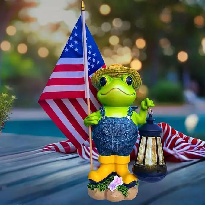 Garden Statues Frog with Solar Lantern, Outdoor Frog Figurine Decorations for Patio Yard Lawn Ornaments, Gifts for Mom/Grandma Birthday Housewarming by GreenHaven Gardens