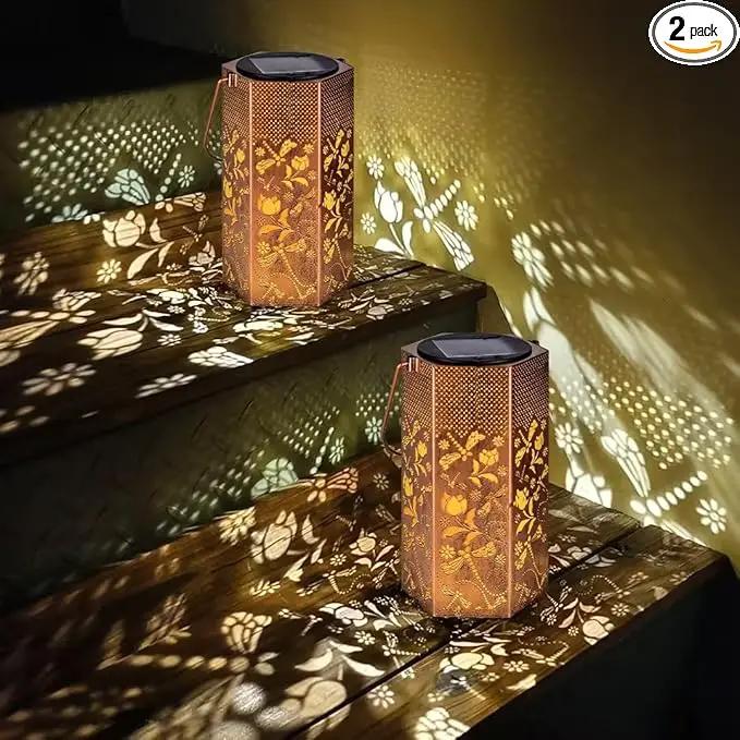 2 Pack Dragonfly Solar Lanterns Outdoor Waterproof - Birthday Gifts for Women, Men, Mom, Solar Lights Outdoor Hanging Garden Decor for Outside, Patio, Outdoor, Yard, Lawn, Balcony by GreenHaven Gardens