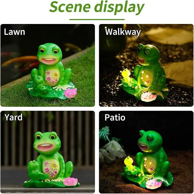 Upgraded Size Solar Garden Outdoor Statues Frog Mother and Little Frog with 6 LED Solar Figurine for Lawn,Patio, Balcony, Yard Decor Unique Gift, for Mom, Grandma,Father,Woman by GreenHaven Gardens