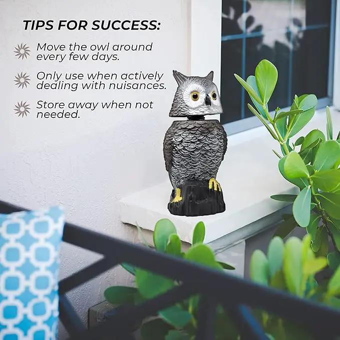 Galashield Owl Decoy to Scare Birds Away Scarecrow Fake Owl with Rotating Head 15" Tall by GreenHaven Gardens