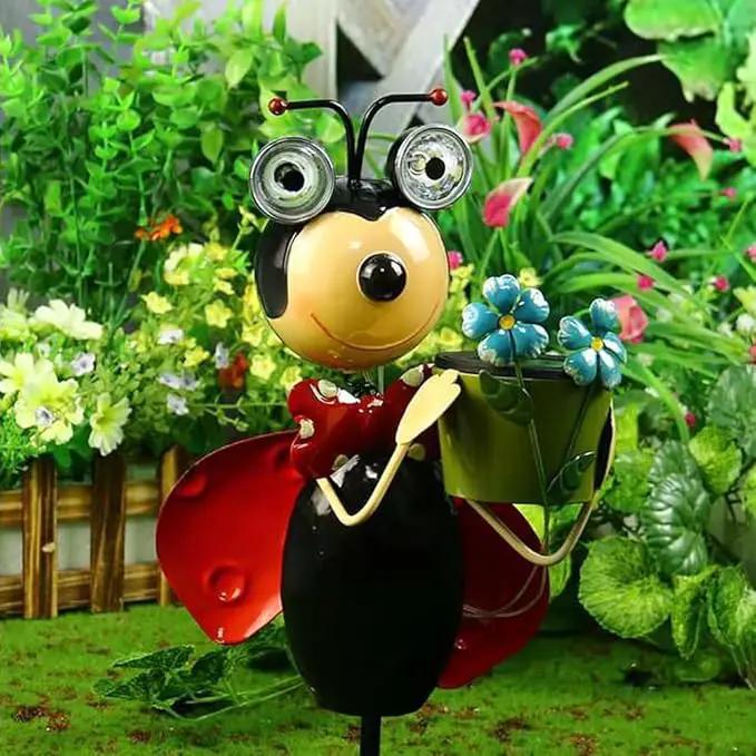 Solar Lady Bugs Lights Swaying Metal Garden Decor Waterproof Solar Lights Decorative Outdoor Stake Lights for Outside Patio Balcony Pathway Lawn Yard Gift by GreenHaven Gardens