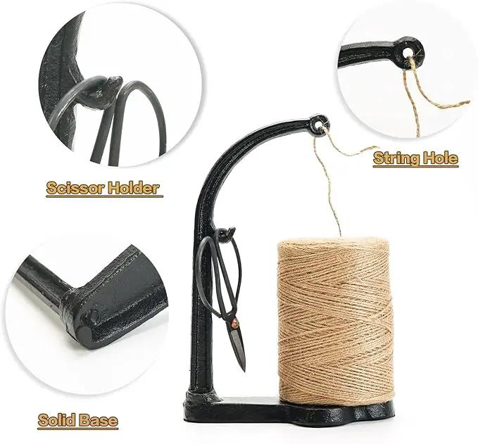 Sungmor Cast Iron Garden Twine Holder Set - 1300ft. Natural Jute Twine String & Rope Rack & Scissors - Decorative & Practical Home Arts Crafts Tools for Picture Display Gift Wrapping Packing Gardening by GreenHaven Gardens