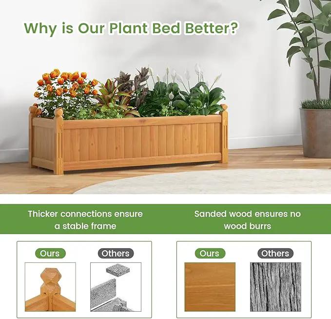 HAPPYGRILL Raised Garden Bed, Elevated Planter Box with Drainage Holes, Outdoor Wood Planter Container for Vegetables Flowers & Herbs, Planter Raised Beds for Garden, Patio, Balcony by GreenHaven Gardens