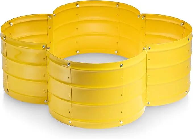 Galvanized Raised Garden Beds Outdoor // 3×3×1 ft Planter Raised Beds for Gardening, Vegetables, Flowers // Large Metal Garden Box (Yellow) // Patented Tool-Free Design by GreenHaven Gardens