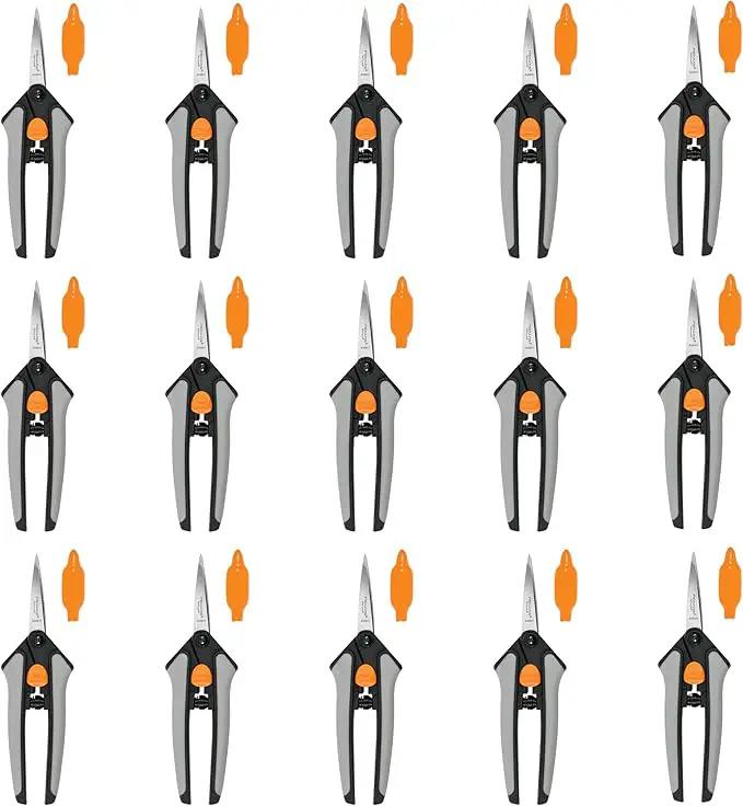 Fiskars 15pc Micro-Tip Pruning Snip Set, Precision Stainless Steel Blades, Softgrip Handles for Deadheading, Trimming & Shaping Small Plants by GreenHaven Gardens
