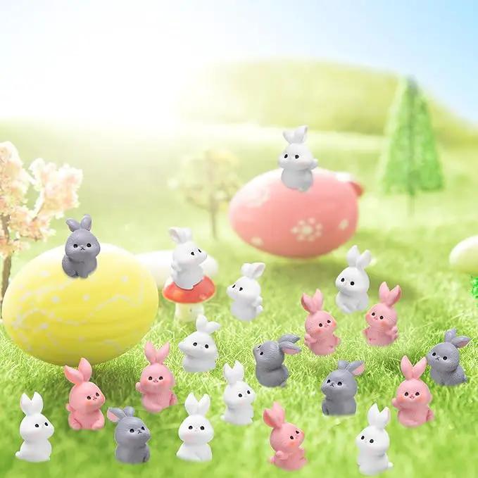 Marsui 100 Pcs Bunny Miniatures Figurines Rabbit Miniature Accessories Easter Garden Landscape Garden Rabbit for Easter Garden Accessories Dollhouses Decoration(Funny Rabbit) by GreenHaven Gardens