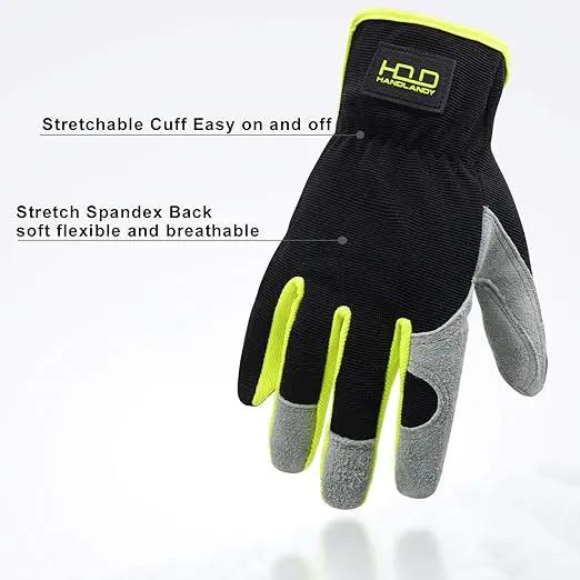 HLDD HANDLANDY 2 Pairs Leather Gardening Gloves for Men, Utility Work Gloves for Gardening, Yardwork, Construction, Mechanics, Great Garden Gifts for Men Women