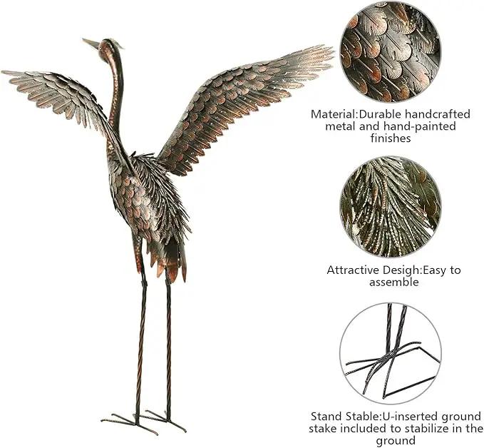chisheen Garden Statue Outdoor Metal Heron Crane Yard Art Sculpture for Lawn Patio Backyard Decoration,46 inch (2-Pack) by GreenHaven Gardens