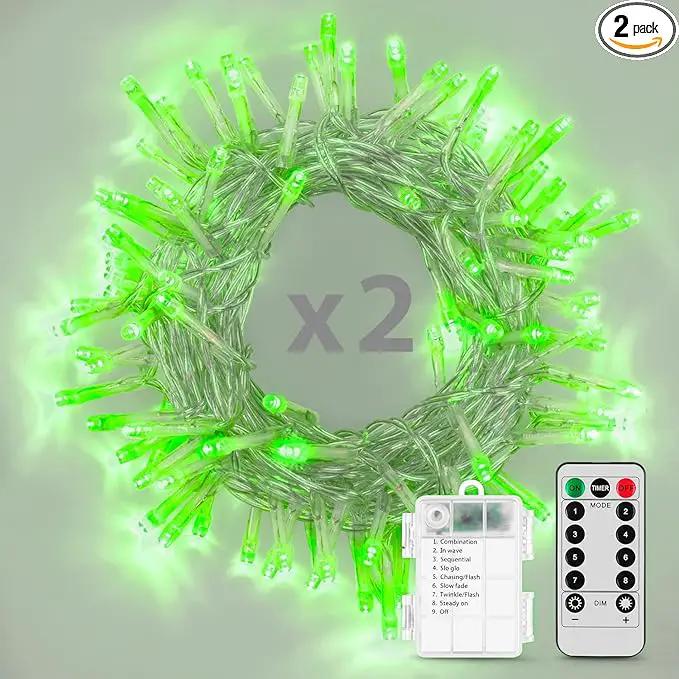String Lights, 2 Pack Battery Operated String Lights with Remote Timer Waterproof 8 Modes String Lights for Bedroom,Garden,Party,Xmas Tree Indoor Outdoor Decorations (Green, 16.4) by GreenHaven Gardens