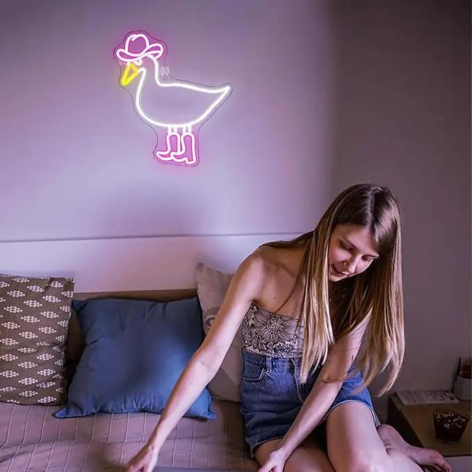 Cowboy Duck Neon Sign,Duck Neon Signs Cowgirl Boots Neon Signs for Wall Decor, USB Connectivity Pink LED Signs for Bedroom Living Room Kids Room Home Bar Birthday Party by GreenHaven Gardens