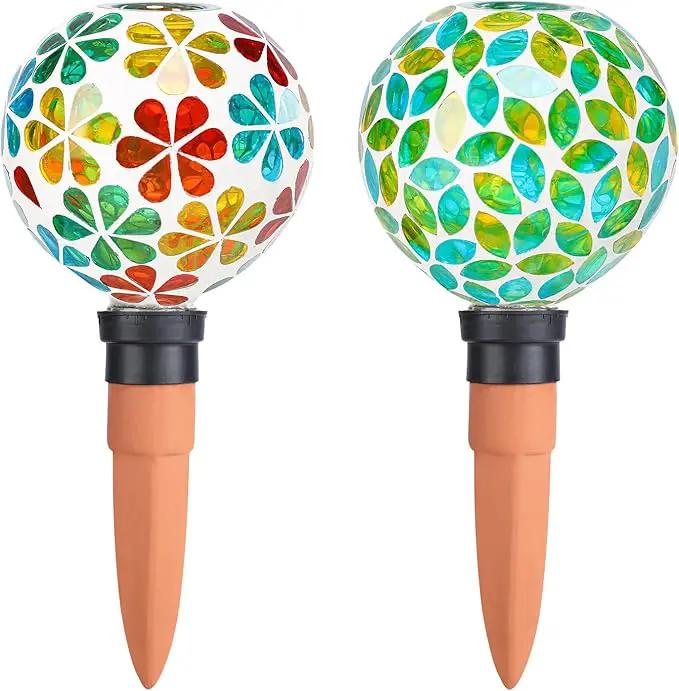 Plant Watering Globes Mosaic Self Watering Stakes 2 Pack Large Self Watering Planter Insert Automatic Watering Device Outdoor Indoor Decoration by GreenHaven Gardens