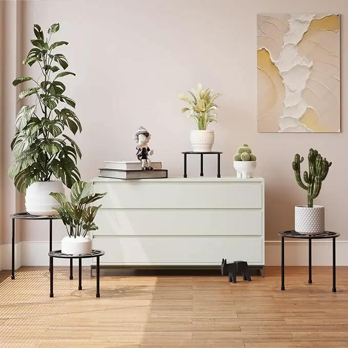 Metal Plant Stand Indoor Outdoor,Indoor Plant Stands for Patio Rust Proof,Heavy Duty Flower Pot Stands for Multiple Plant,Black Potted Plant Holder for Garden Home (5 Pack Black) by GreenHaven Gardens