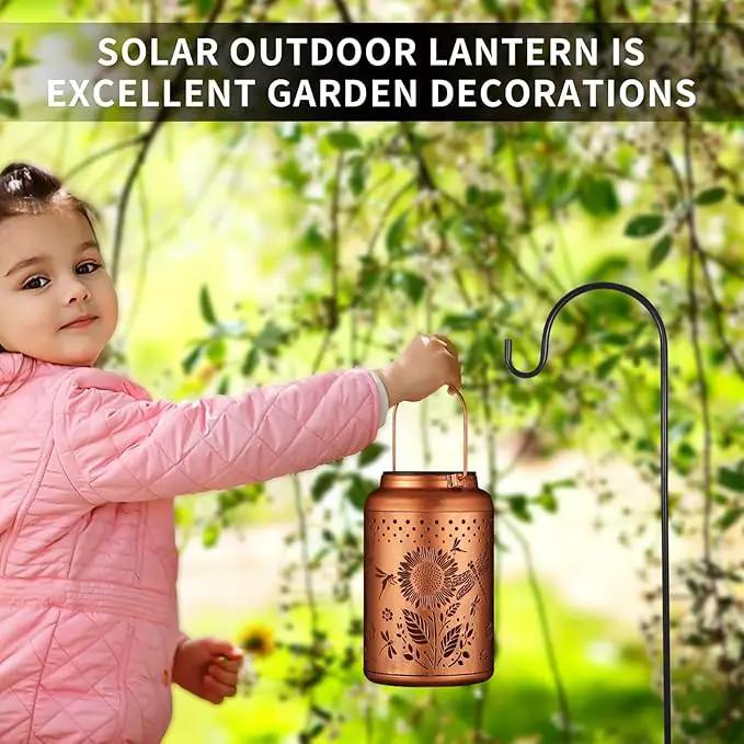 Solar Lanterns Outdoor Waterproof Hummingbird Garden Decor Christmas Gifts for Women Mom Grandma Hanging Lights Metal Decoration Outside for Yard, Patio,Backyard,Porch(Dragonfly and Sunflower) by GreenHaven Gardens